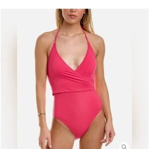 VINCE Camuto V-Neck Halter Wrap Tie One Piece Swimsuit Size 12 NWT